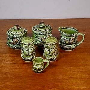 Vintage Porceline Tilso Japan Olive Green Set Of 6